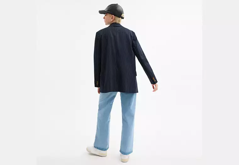 Single-breasted pinstriped blazer - Image 3