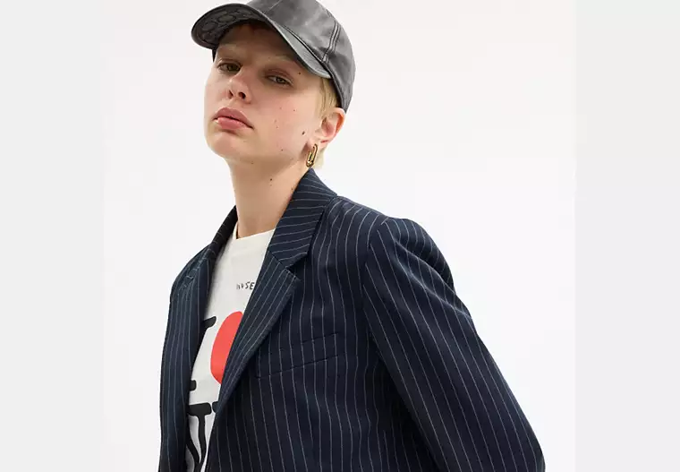 Single-breasted pinstriped blazer - Image 4