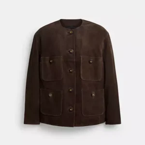 Suede cardigan jacket