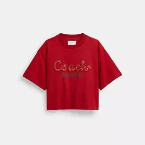 Coach Snake Script Crop T-Shirt in New Year's Organic Cotton