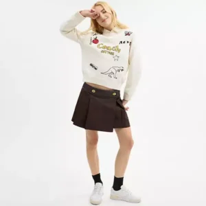 Crew neck sweater with sketch print in organic cotton